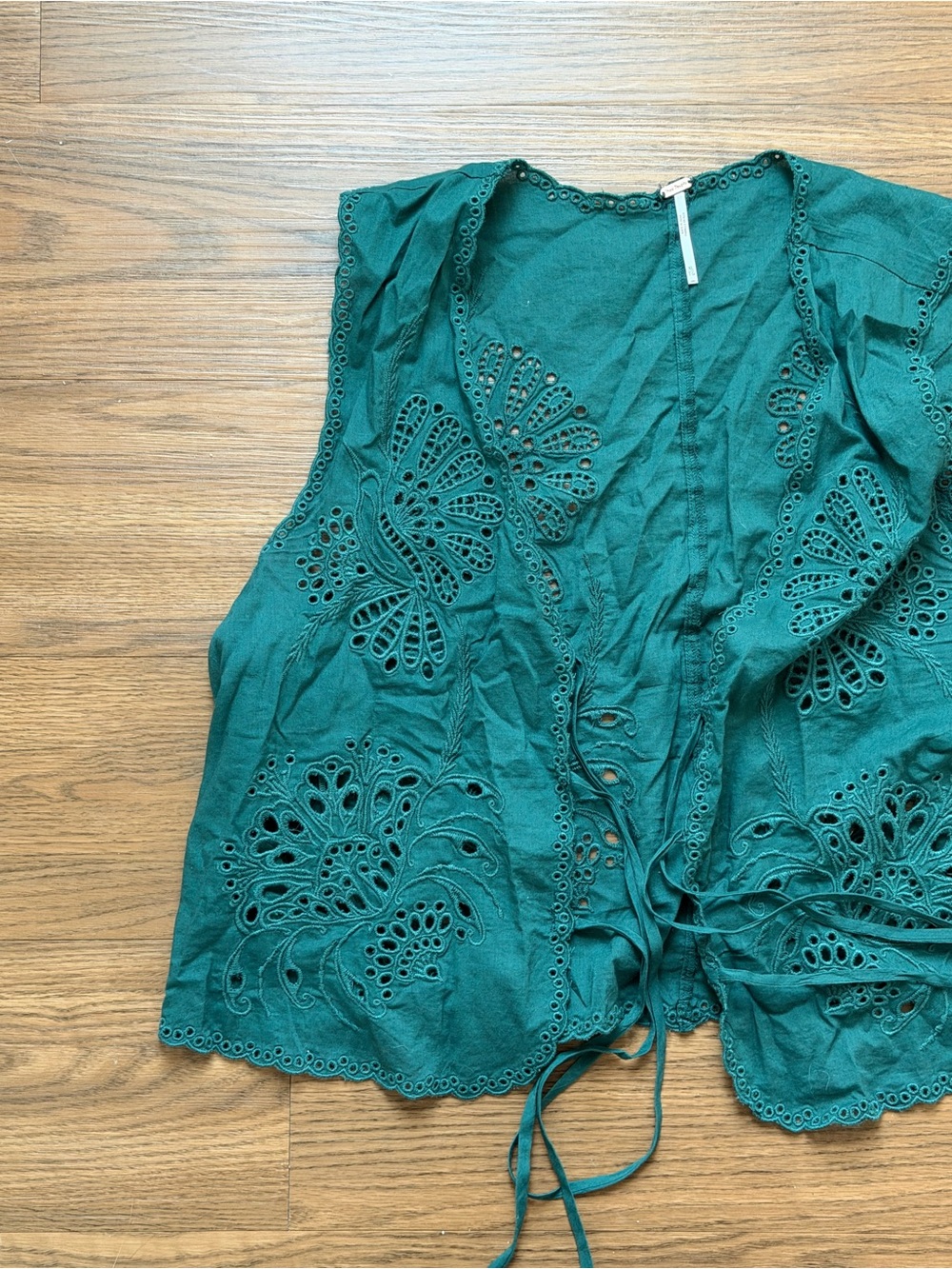 Free People forest green cropped tank with tie